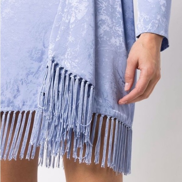 NWT Jonathan Simkhai Vivian Jacquard Mini Dress Long Sleeve Fringe Periwinkle 2 - Picture 6 of 13